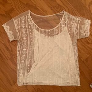 American eagle tank with attached lace shirt